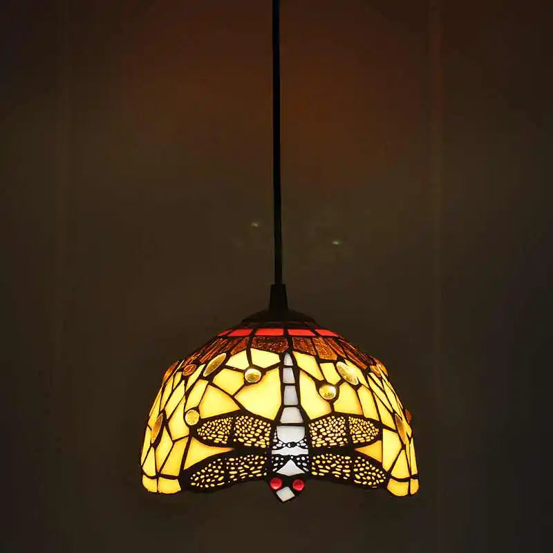 lustre en vitrail style tiffany pour éclairage décoratif antique