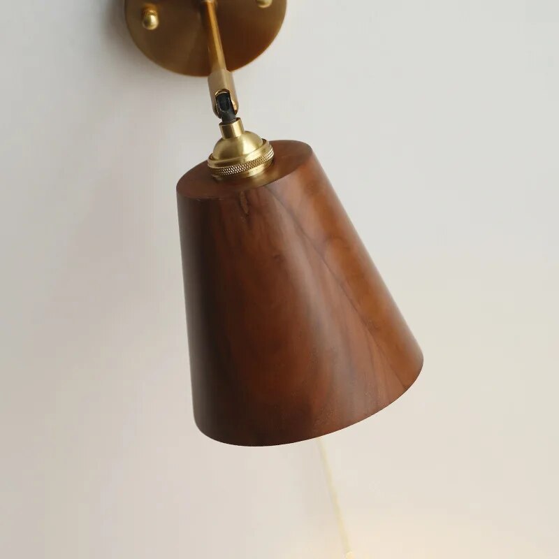 Applique murale en bois avec chaîne à tirer