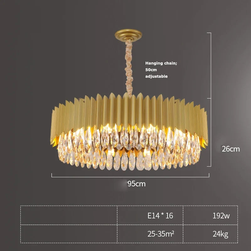 suspension ronde à led en cristal noir et or