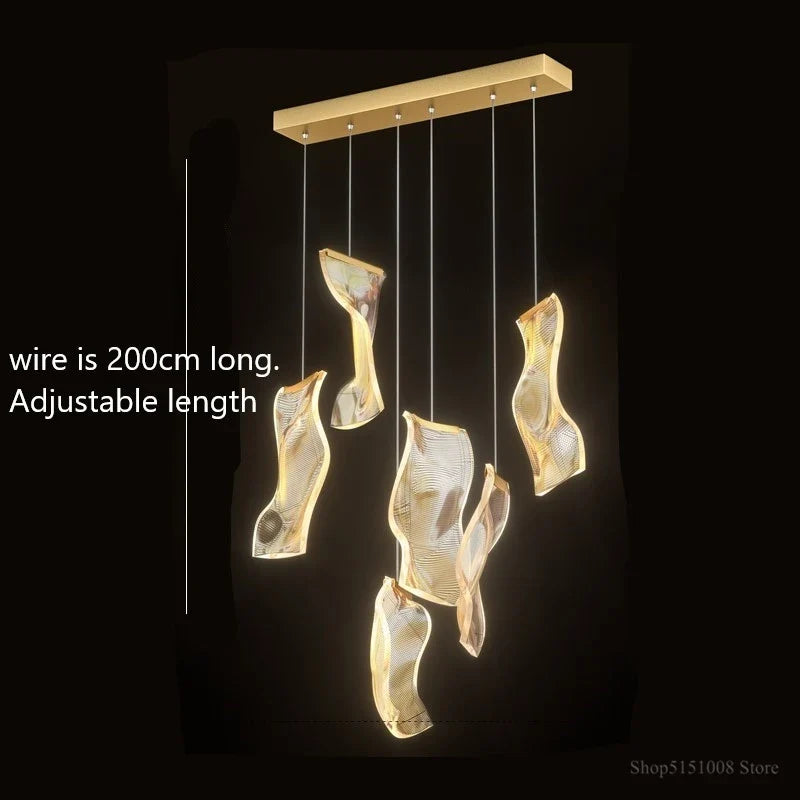 lustre led moderne pour escalier et magasin de vêtements