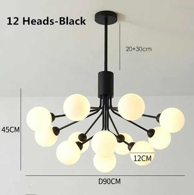 lustre apiales nordic led luxe boule de verre design moderne