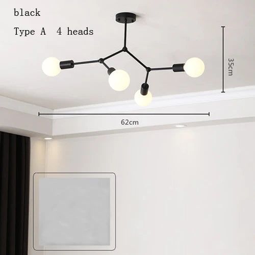 lustre moderne à plusieurs têtes pour intérieur créatif