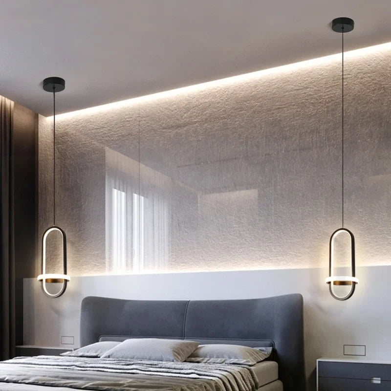 suspension moderne en or led décorative d'intérieur