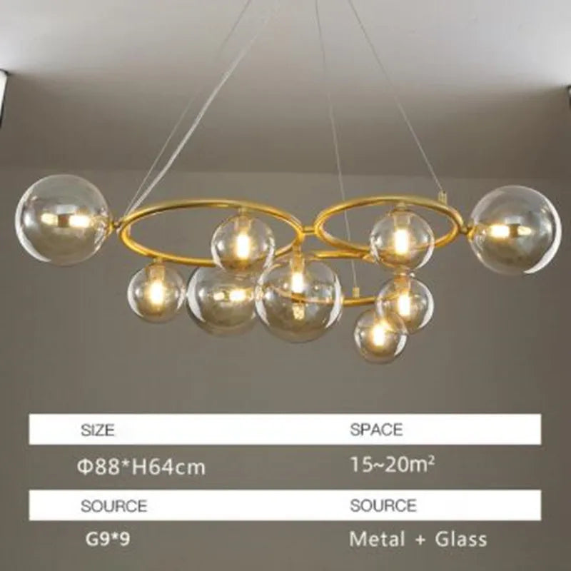 suspension moderne en verre avec ampoule incluse pour décoration intérieure