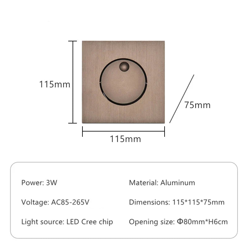 applique murale led rotative à 360 degrés avec interrupteur pliable