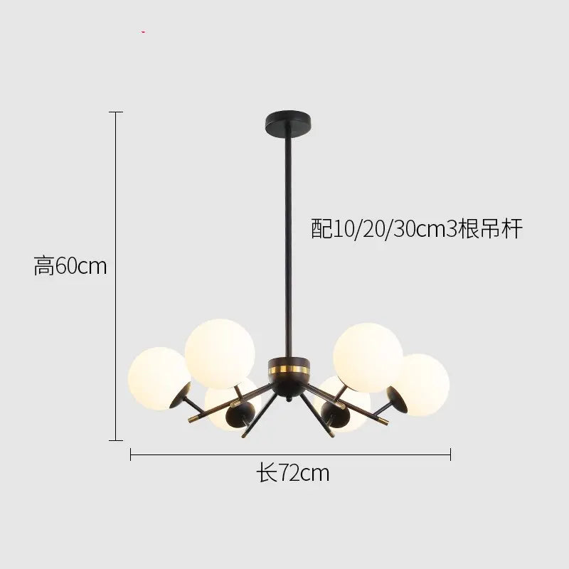 lustre moderne en boule de verre pour décoration intérieure élégante