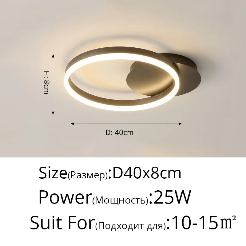 1/2/3 Rings LED Ceiling Lights For Bedroom Dining Room Living Room Kitchen Studyroom Villa Foyer Office Indoor Simple Home Lamps