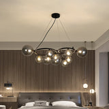 lustre moderne en verre transparent avec cordon métallique réglable