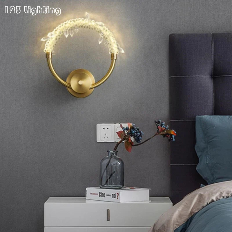 applique murale led cristal et cuivre décorative pour intérieur
