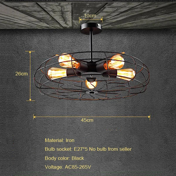 ventilateur plafonnier rétro loft suspension luminaire lustre