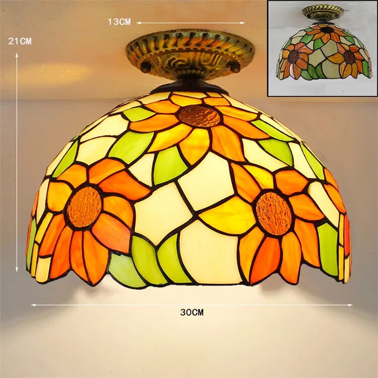 Plafonnier Led en verre créatif moderne avec ampoule 7W E27