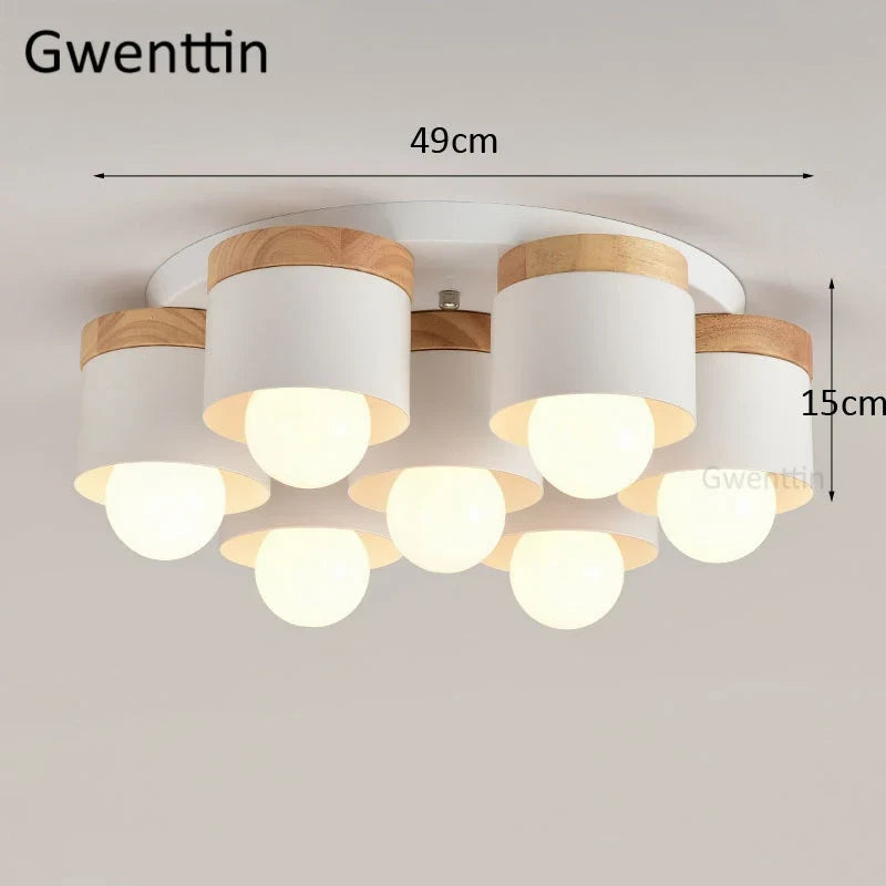 plafonnier moderne en bois et fer pour décoration intérieure
