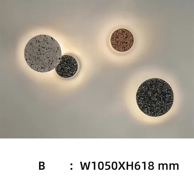 Applique extérieure LED étanche jardin rond intérieur Terrazzo &amp; acrylique décoration fond applique murale terrasse éclairage mural