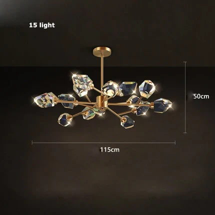 lustre en cristal et cuivre style art déco design moderne