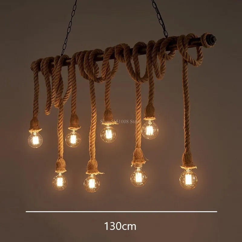 lumière suspendue style industriel rétro avec corde de chanvre