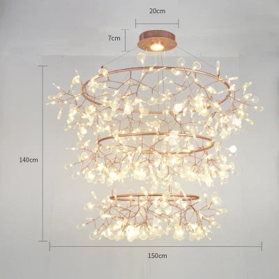 suspension led art déco en acier inoxydable et acrylique