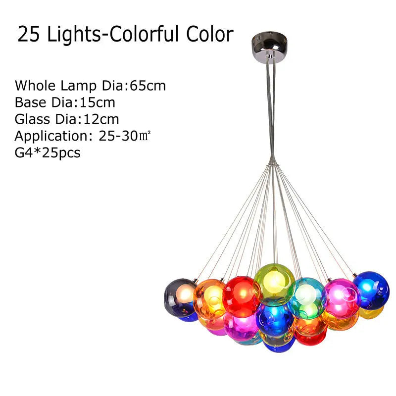 lustre en verre soufflé led créatif pour chambre d'enfants