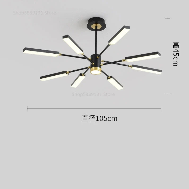 lustre d'art nordique moderne en fer avec éclairage led