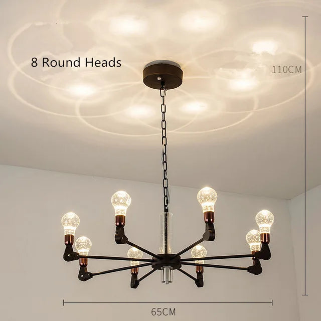 lustre nordique créatif en fer et cristal moderne