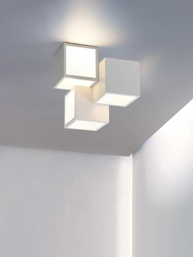 plafonnier carré créatif lumières led modernes décoration simple lustre luminaire