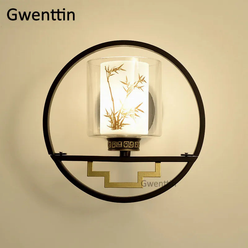 applique murale en verre style chinois vintage à led