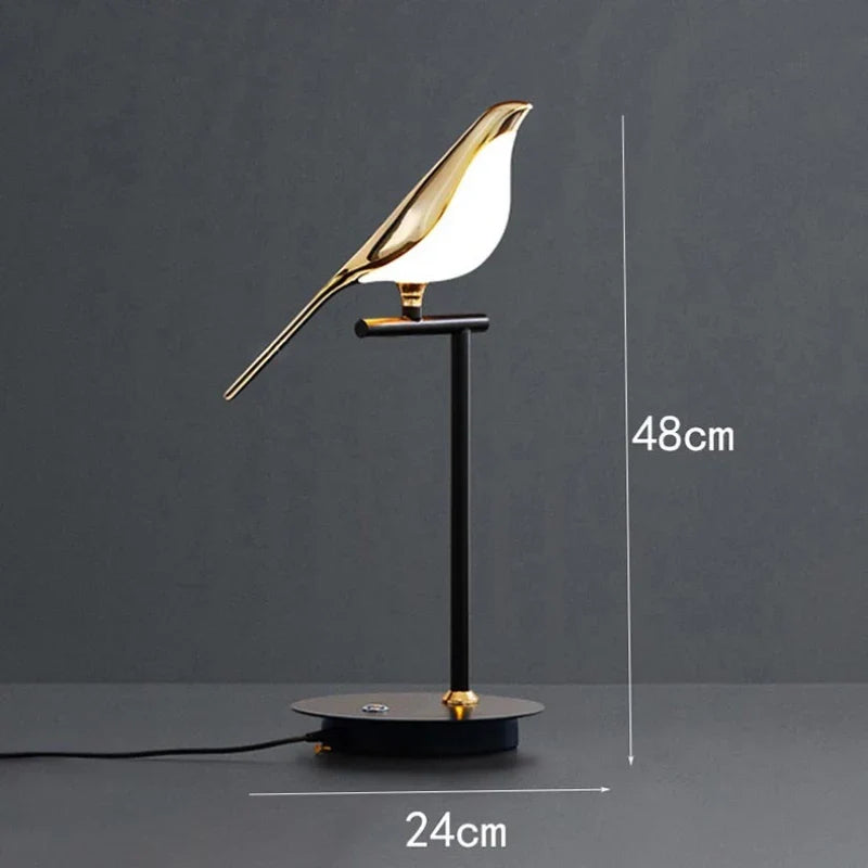 suspension LED oiseau fantaisie plaquée or design moderne ajustable