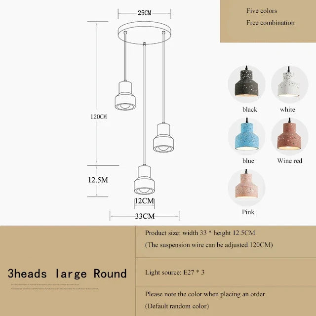 suspension moderne en terrazzo design nordique plusieurs couleurs led