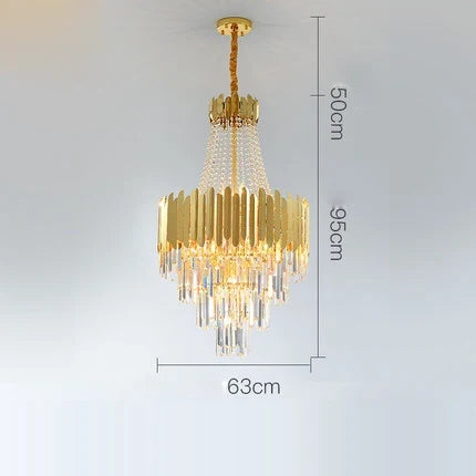 lustre en cristal design art déco en acier inoxydable avec éclairage led