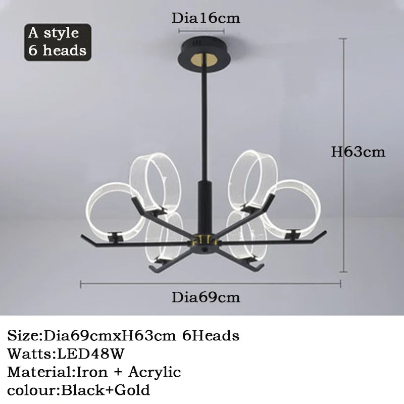 lustre industriel acrylique led pour éclairage intérieur décoratif