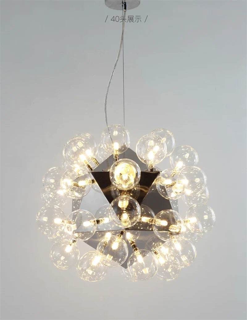 Lustre design Nordique Taraxacum bulles lumières verre miroir boule cuisine salon salle à manger bar décor