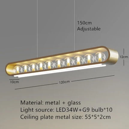 lustre design en verre transparent avec cordon réglable