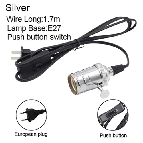 suspension vintage en fer avec interrupteur et support de lampe