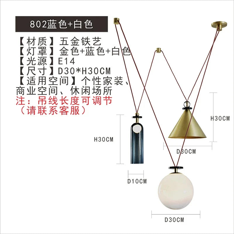 suspension en verre et métal pour décoration intérieure moderne