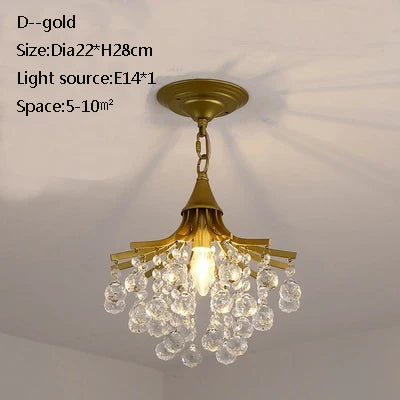 plafonnier led en cristal doré pour décoration moderne