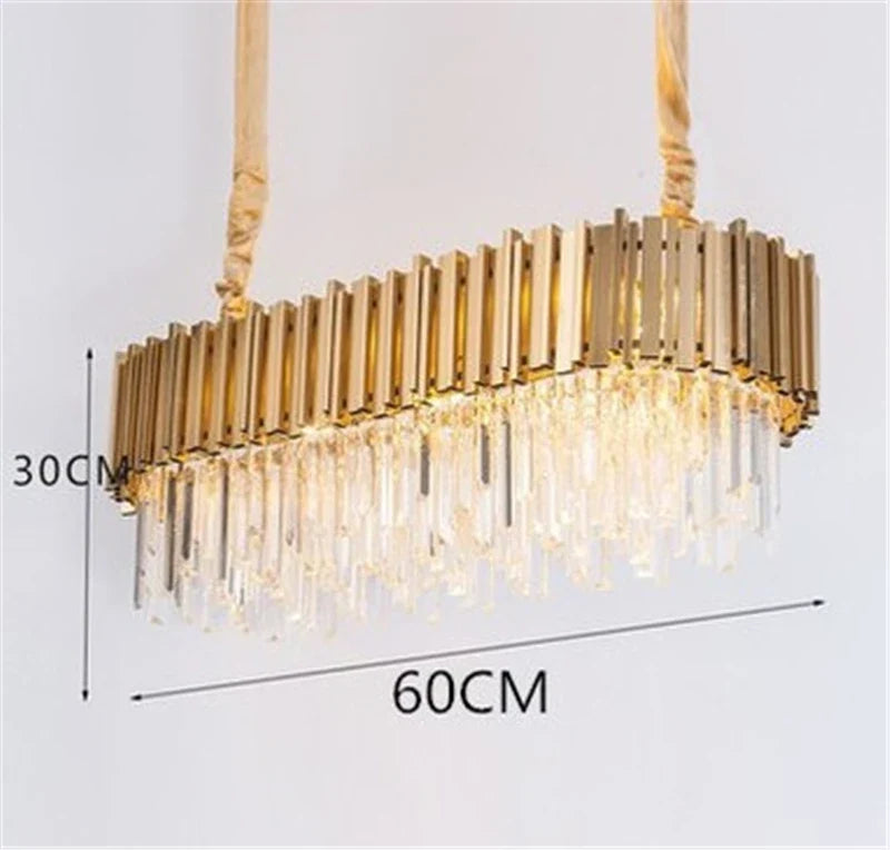 lustre moderne en cristal avec grande suspension à led
