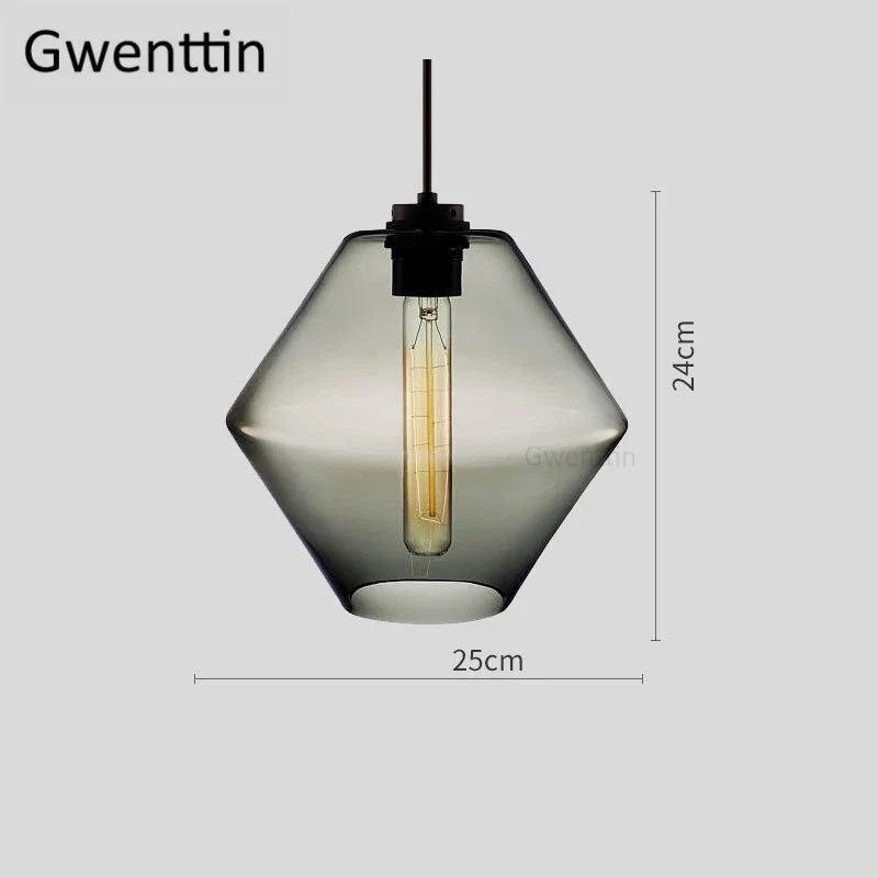 suspension moderne en verre teinté pour décoration intérieure