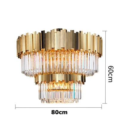 plafonnier moderne en cristal ovale à plusieurs couches
