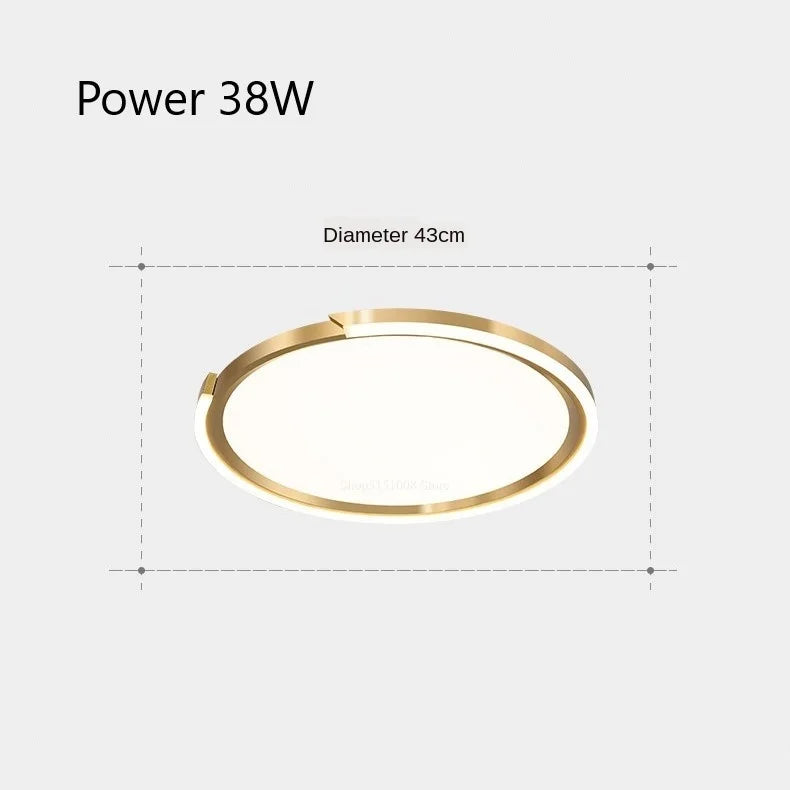 plafonnier led moderne en cuivre doré pour intérieur