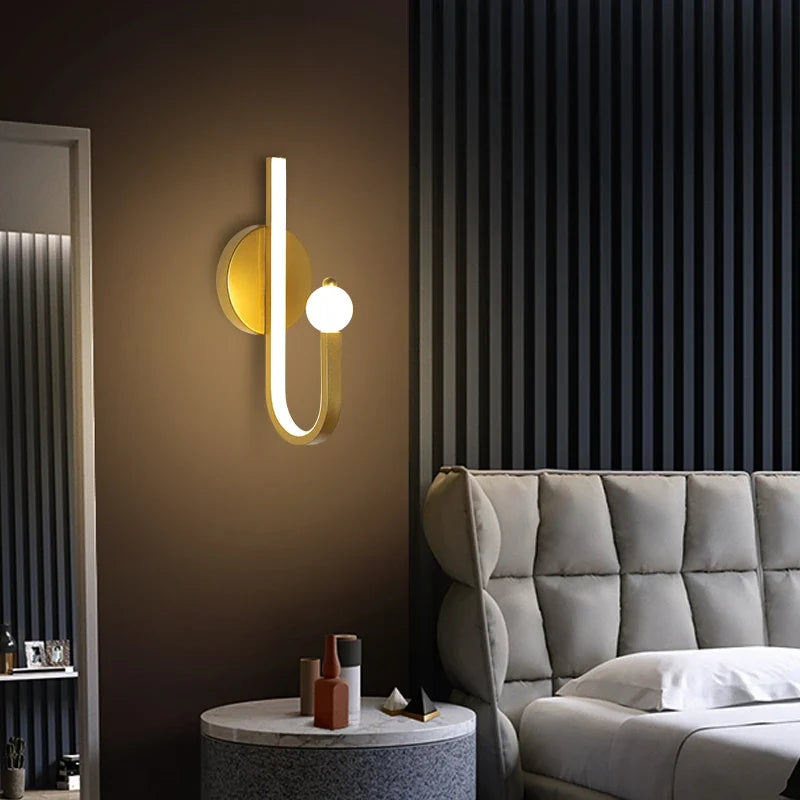 applique murale style nordique en cuivre doré éclairage commercial led tamisée