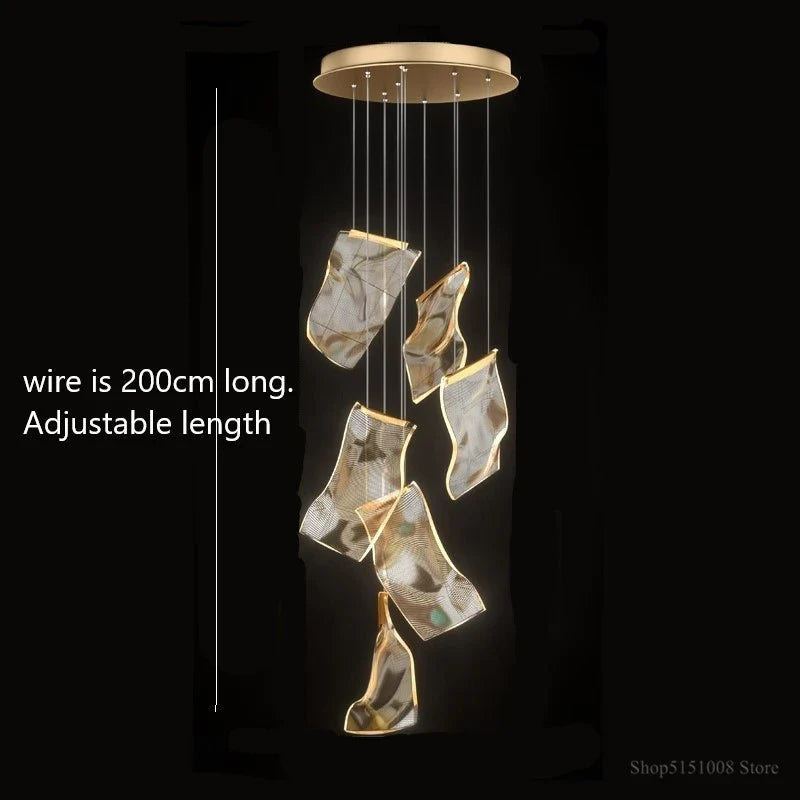 lustre led moderne pour escalier et magasin de vêtements