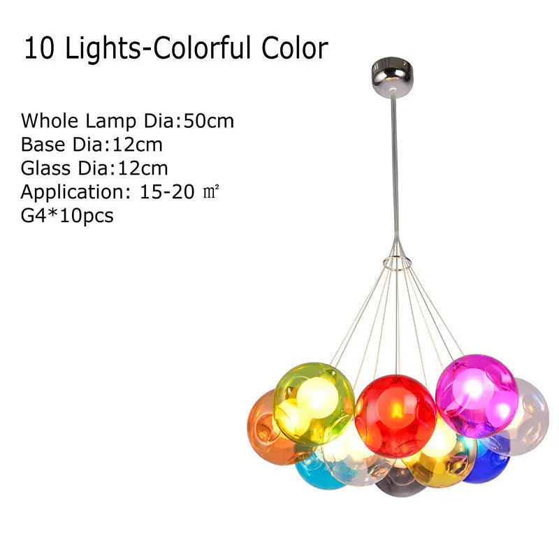 lustre en verre soufflé led créatif pour chambre d'enfants