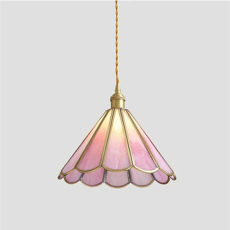 lampe de chevet moderne en verre avec décor floral suspendu