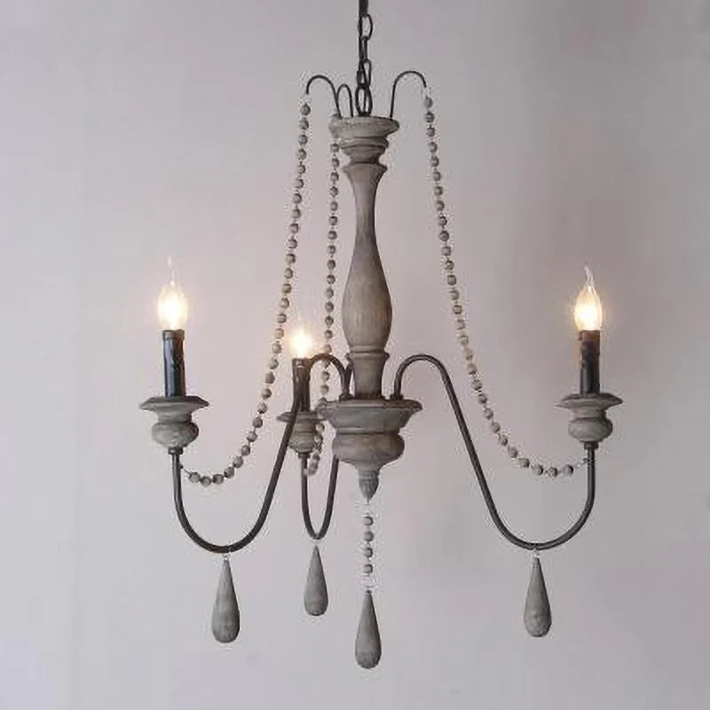 lustre rétro en bois massif pour décoration intérieure élégante