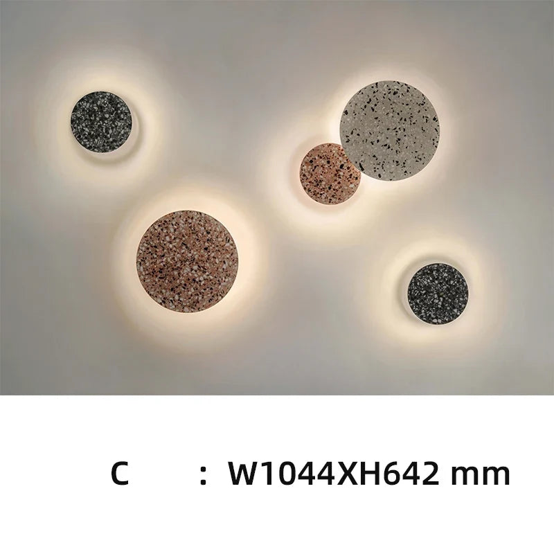 Applique extérieure LED étanche jardin rond intérieur Terrazzo &amp; acrylique décoration fond applique murale terrasse éclairage mural