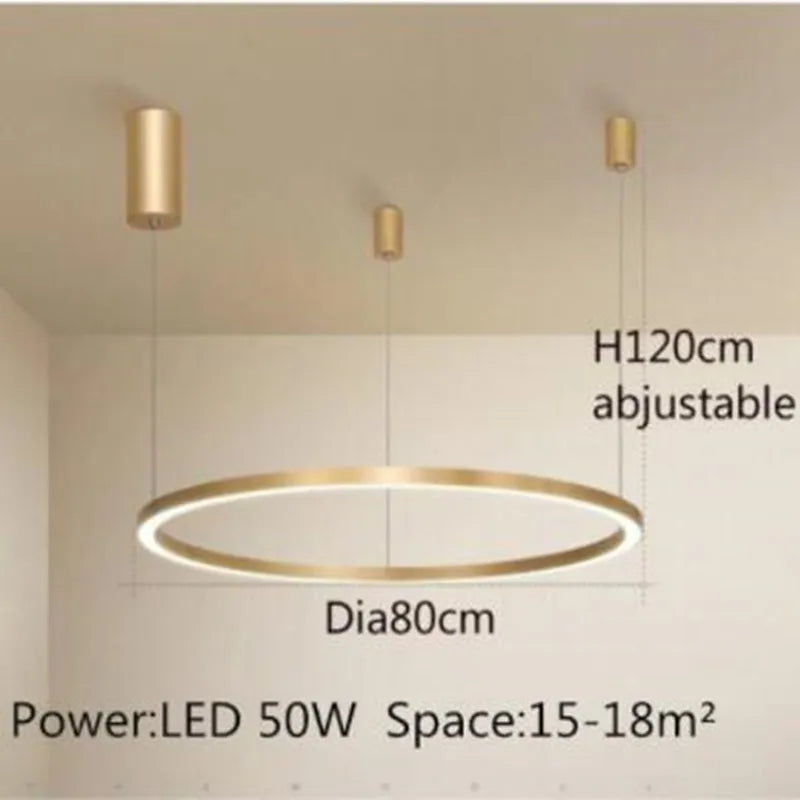 lustre led moderne brossé avec anneau lumineux