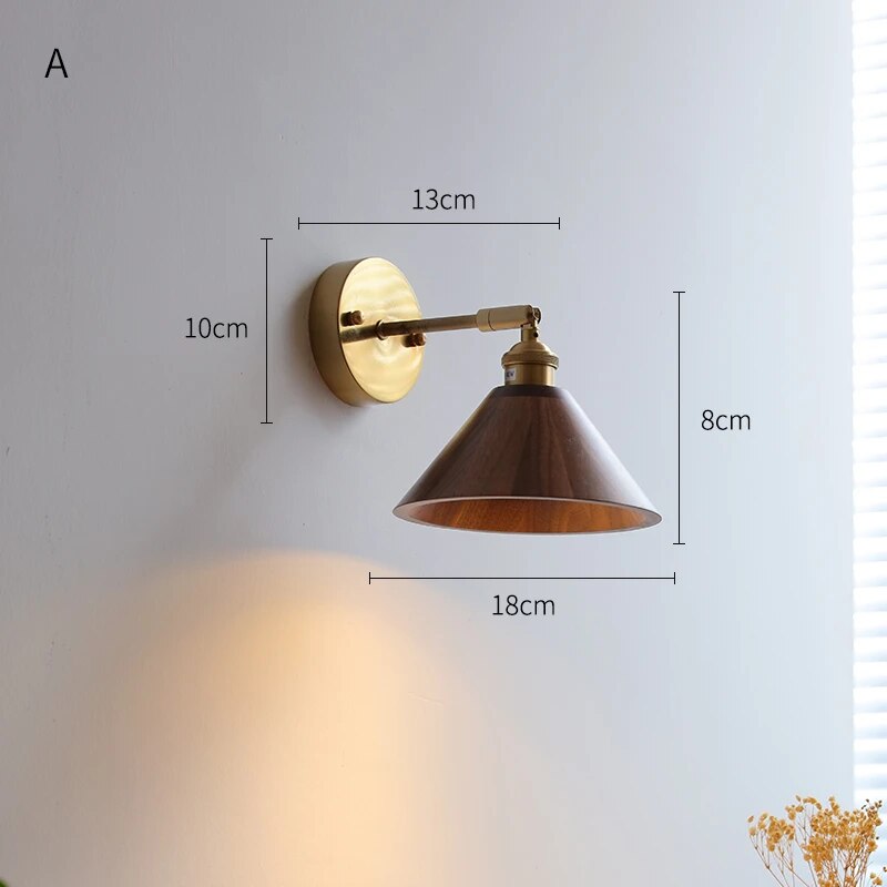 Applique murale en bois avec chaîne à tirer