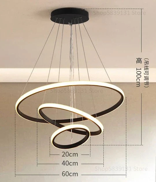 lustre moderne led en acrylique avec anneau lumineux