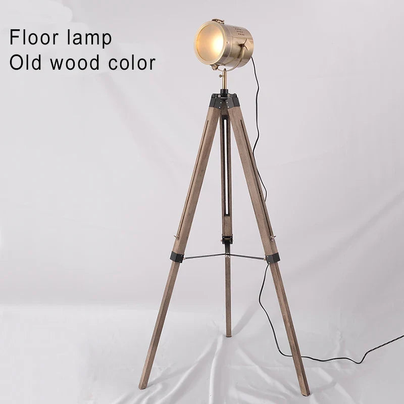 lampadaire nordique en bois massif avec éclairage led moderne