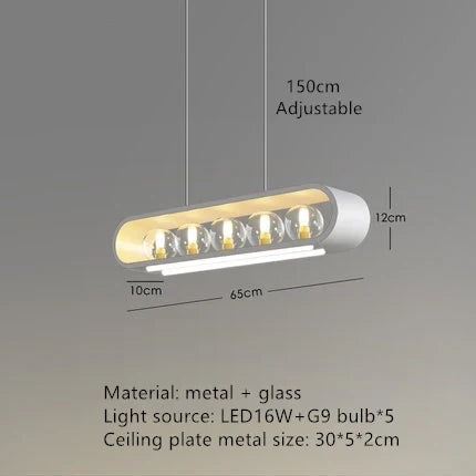 lustre design en verre transparent avec cordon réglable