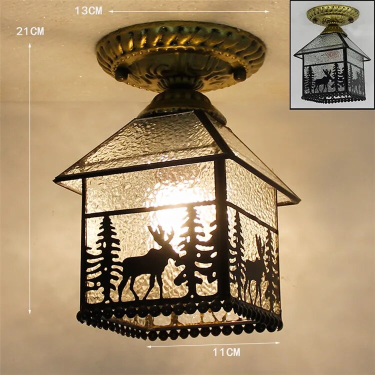 Plafonnier Led en verre créatif moderne avec ampoule 7W E27